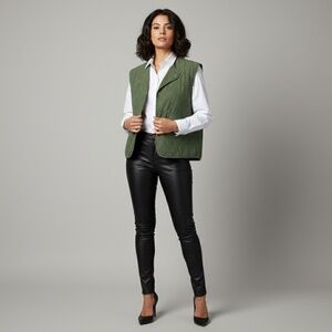 Vintage 1950s Belgian Quilted Cotton Vest / Olive Drab / Men's S-L